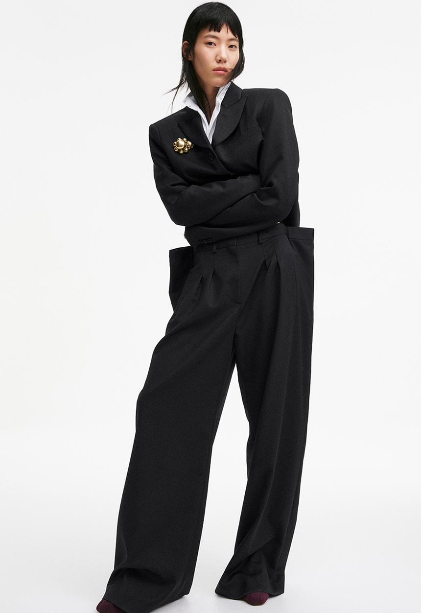 H&M - H&M Studio: Wool-blend tailored trousers - black