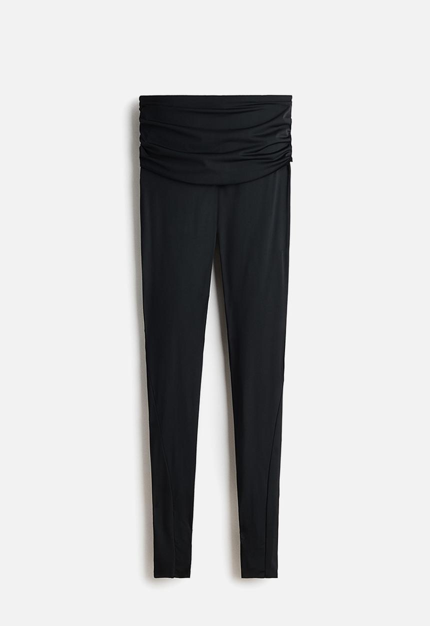 H&M - H&M Studio: Draped-panel leggings - black