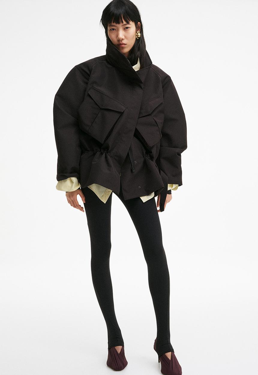 H&M - H&M Studio: Draped-panel leggings - black