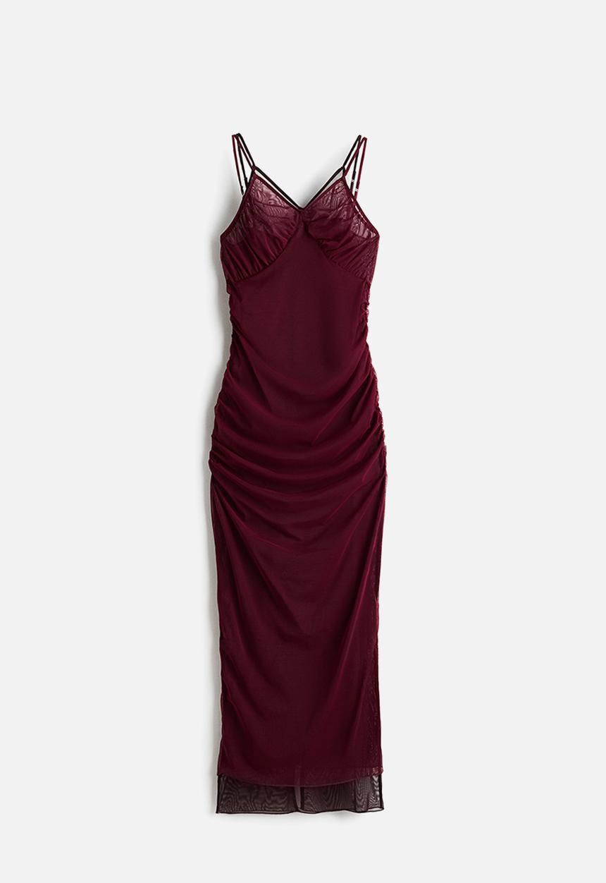 burgundy midi dress Mint Velvet Women's Linen Midi Dress - Red - Size 8