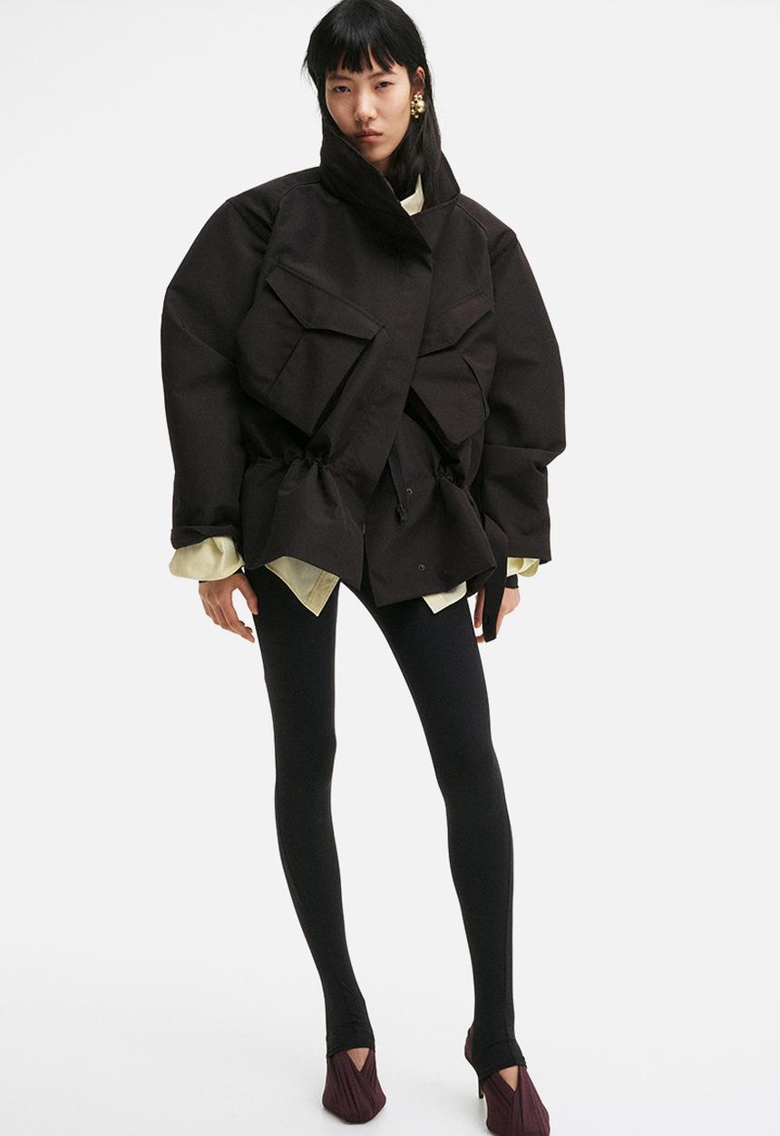 H&M - H&M Studio: Hooded peplum jacket - black