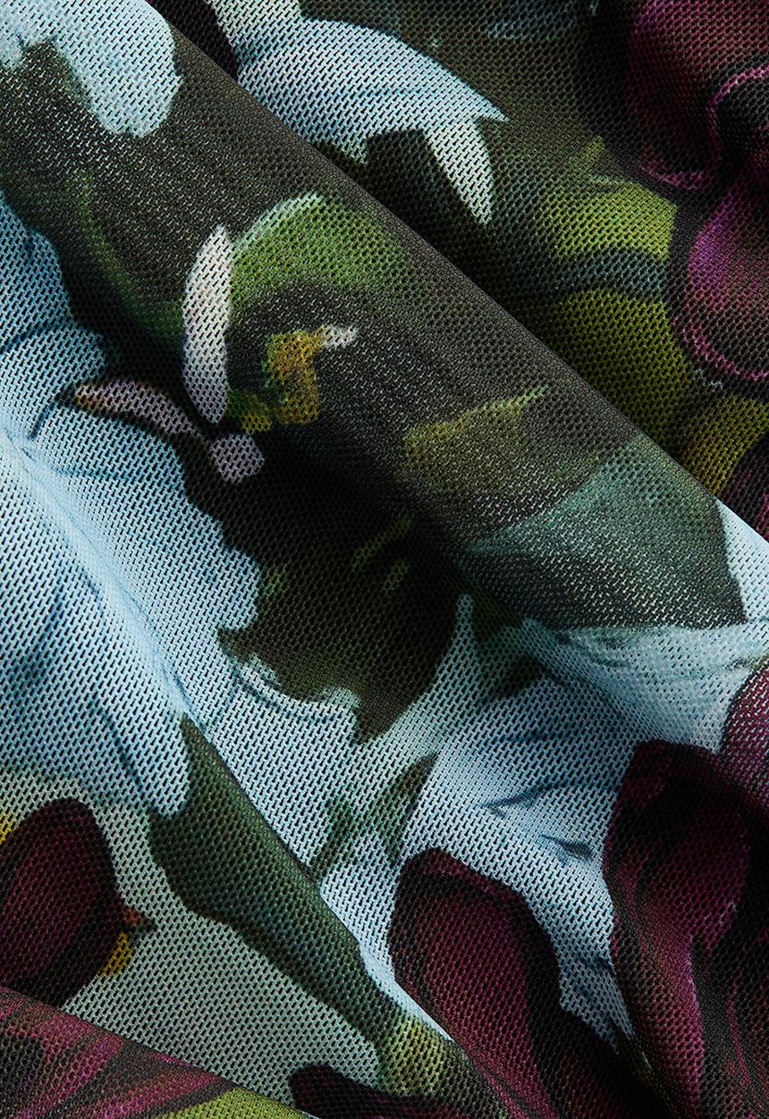 H&M - H&M Studio: Asymmetric mesh dress - dark plum purple floral