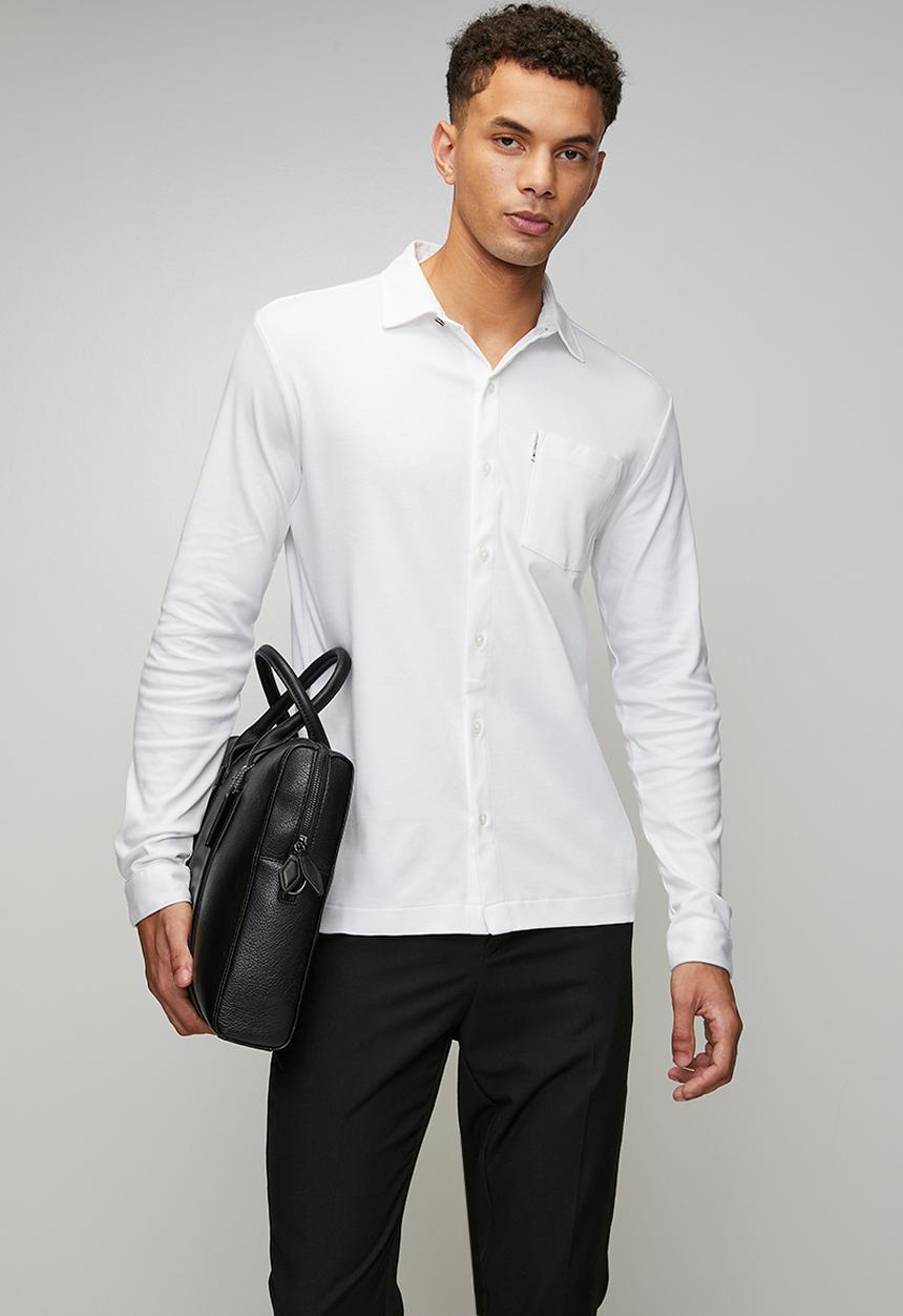 Ben Sherman - Double Knit Interlock Long sleeve shirt - white