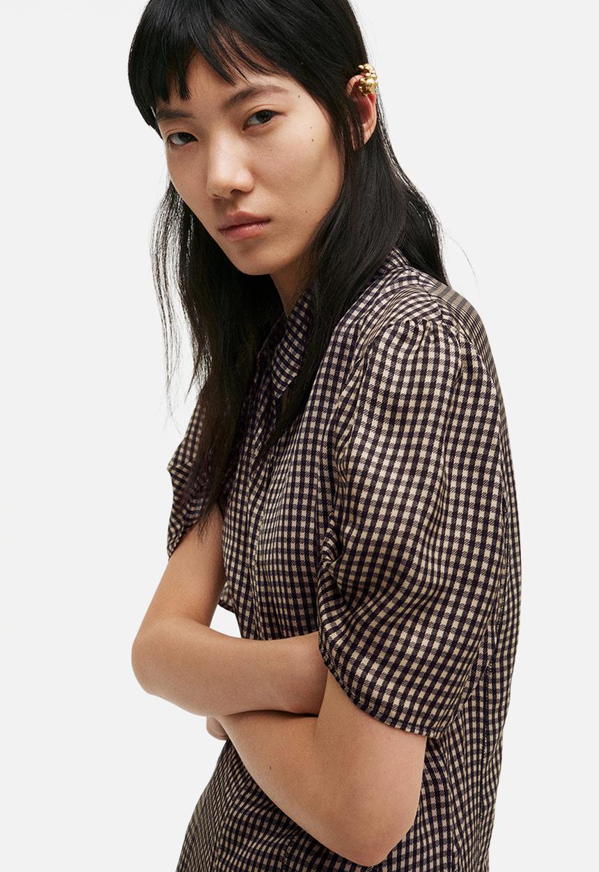 H&M - H&M Studio: Puff-sleeved dress - black gingham check