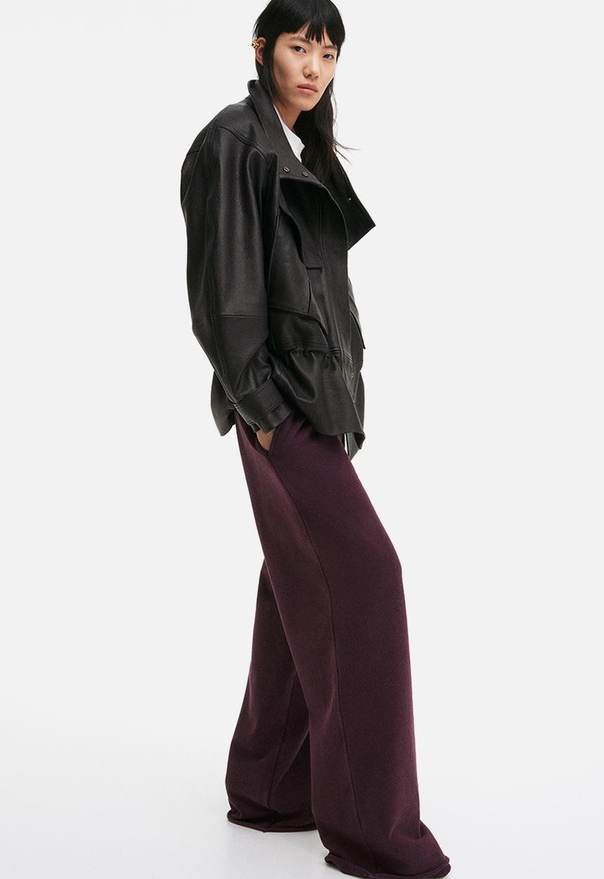 H&M - H&M Studio: Wide cotton joggers - dark plum purple