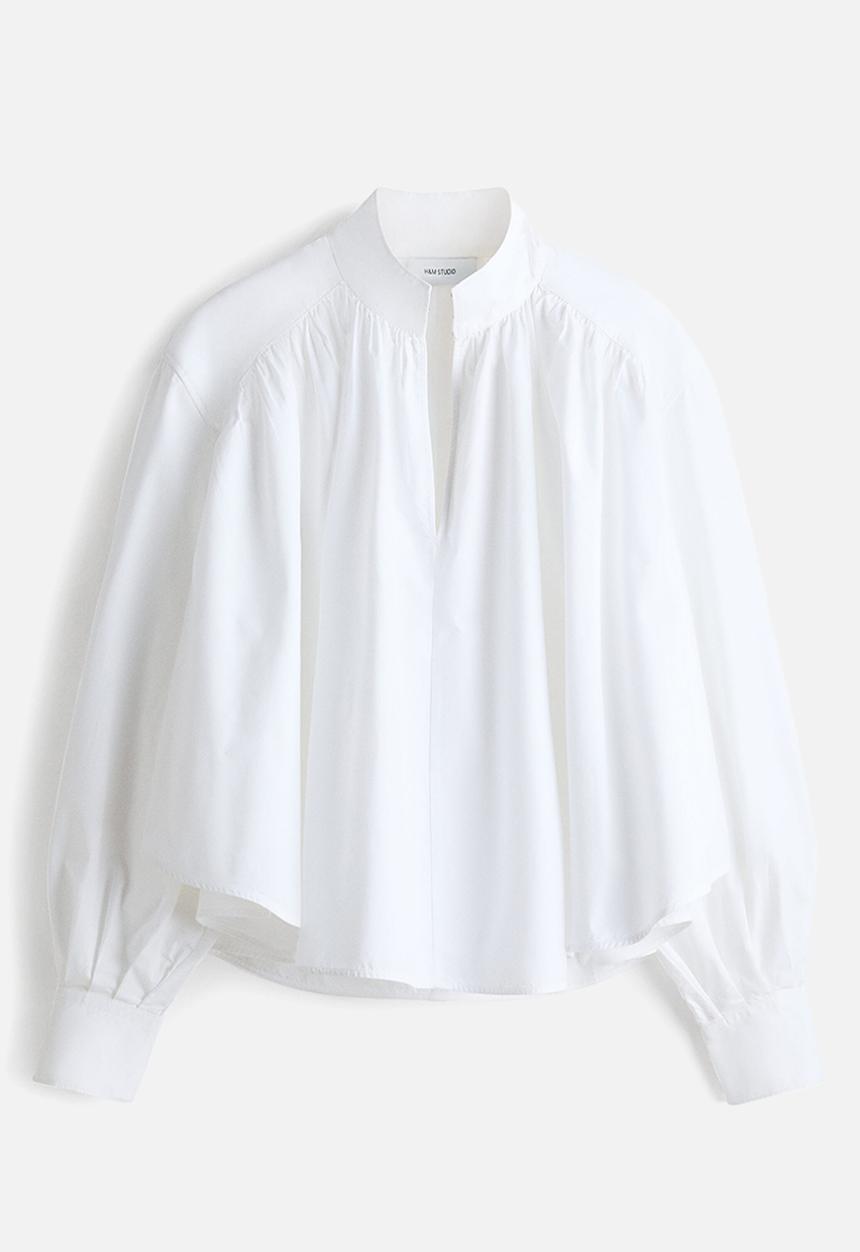 H&M - H&M Studio: Gathered poplin blouse - white