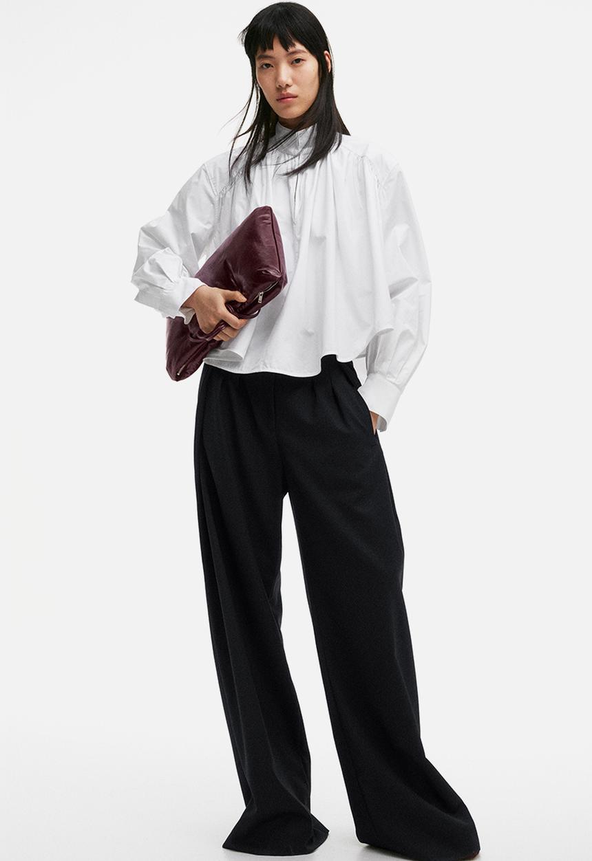 H&M - H&M Studio: Gathered poplin blouse - white