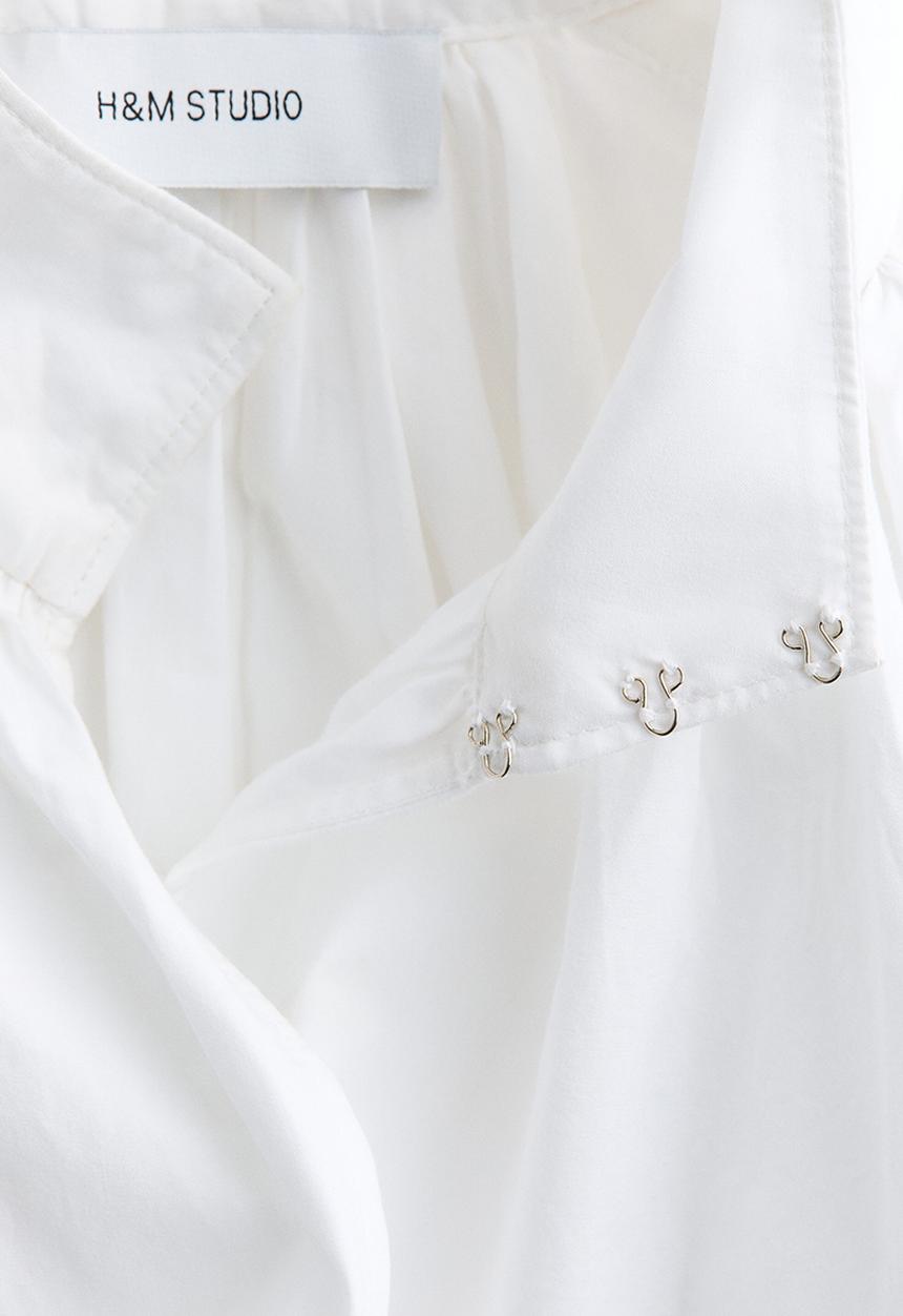 H&M - H&M Studio: Gathered poplin blouse - white