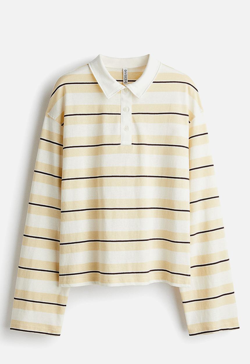 H&M - Cotton polo shirt - light yellow striped