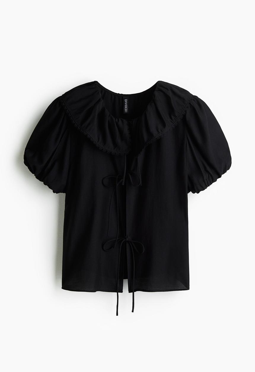 H&M - Tie-front blouse - black