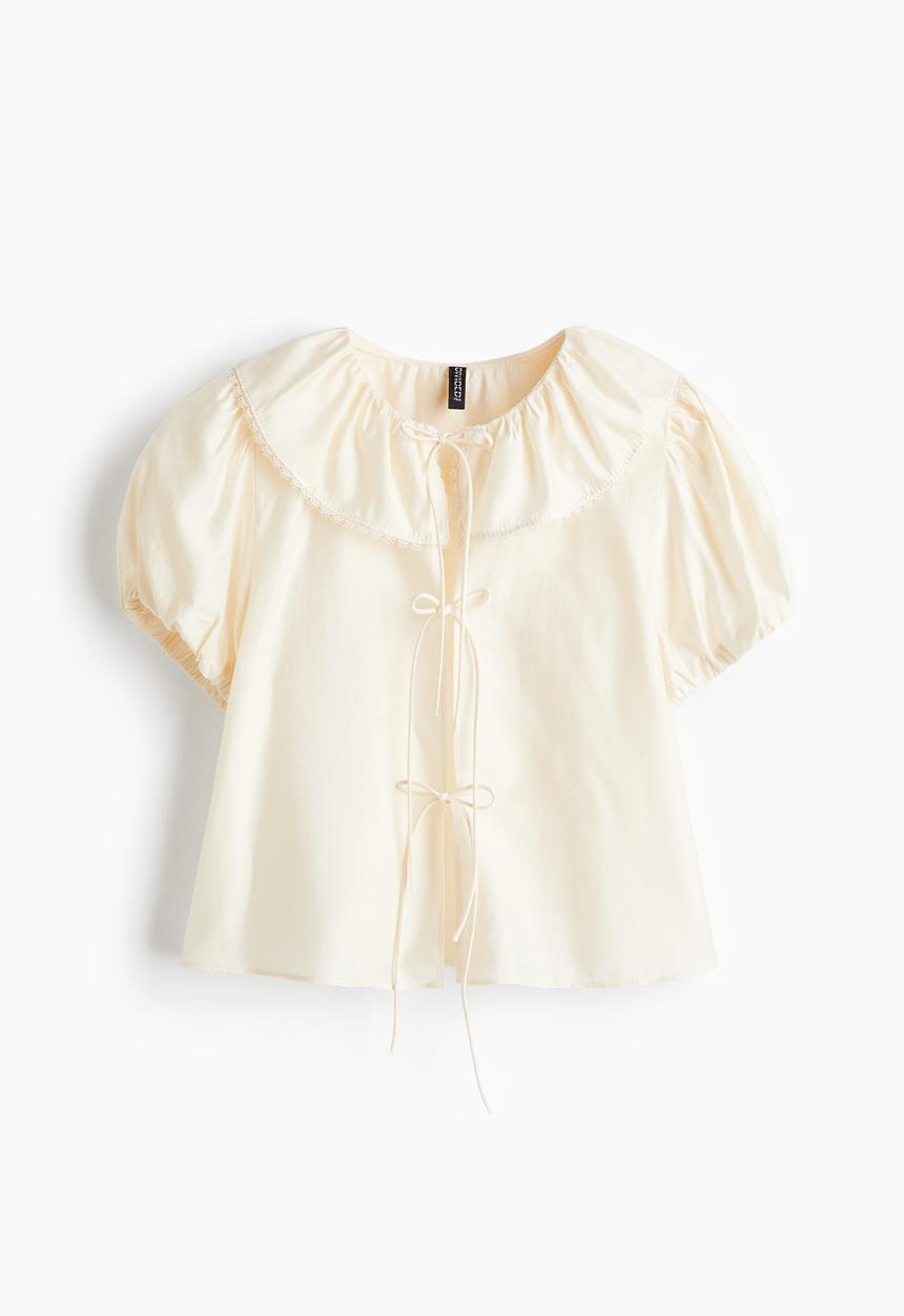 H&M - Tie-front blouse - cream