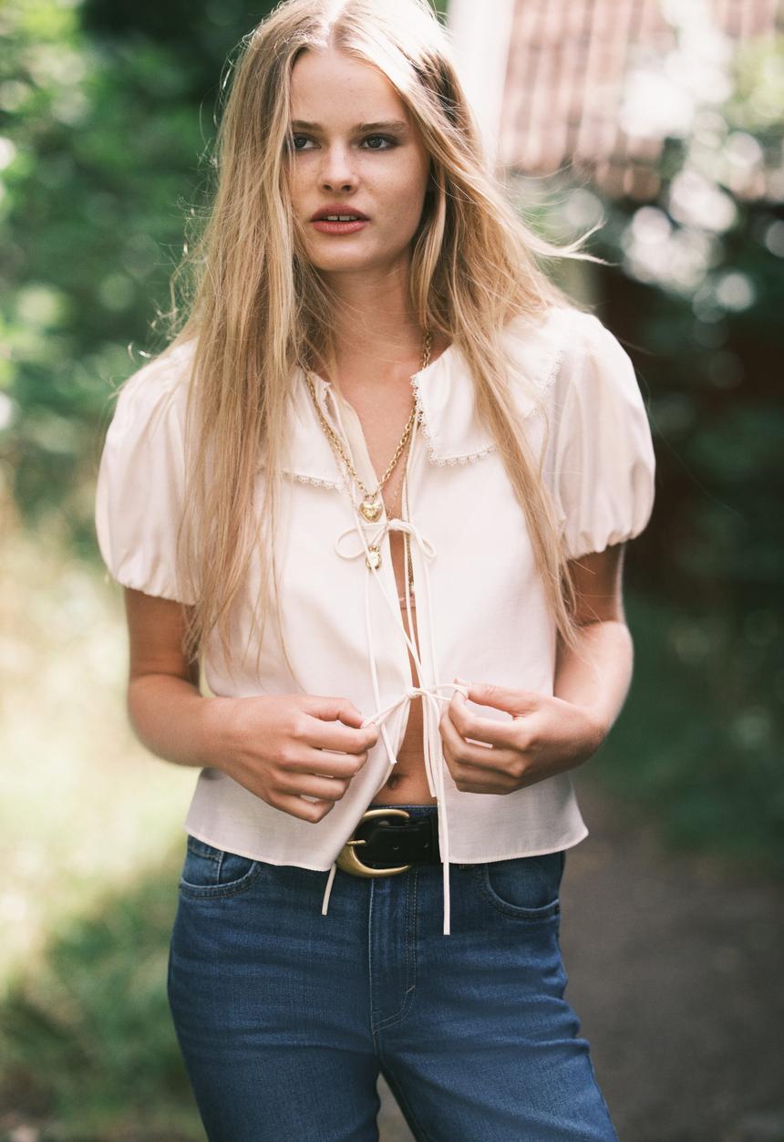 H&M - Tie-front blouse - cream