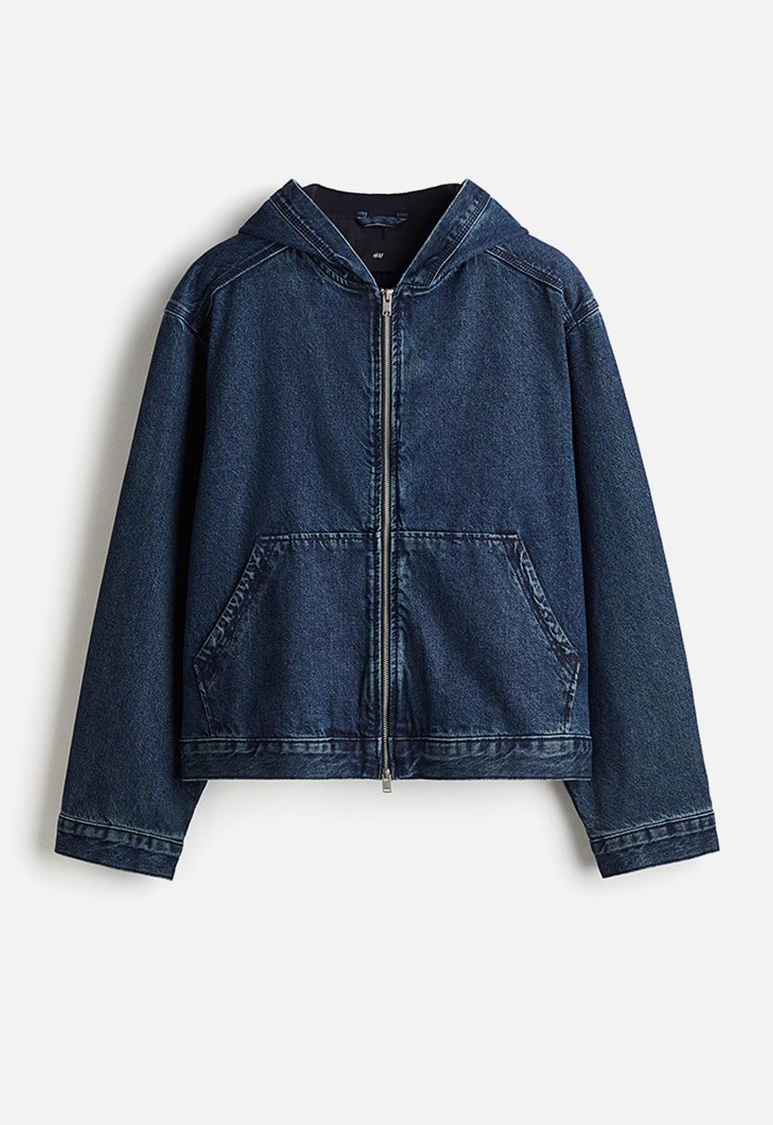 H&M - Loose fit hooded denim jacket - dark denim blue