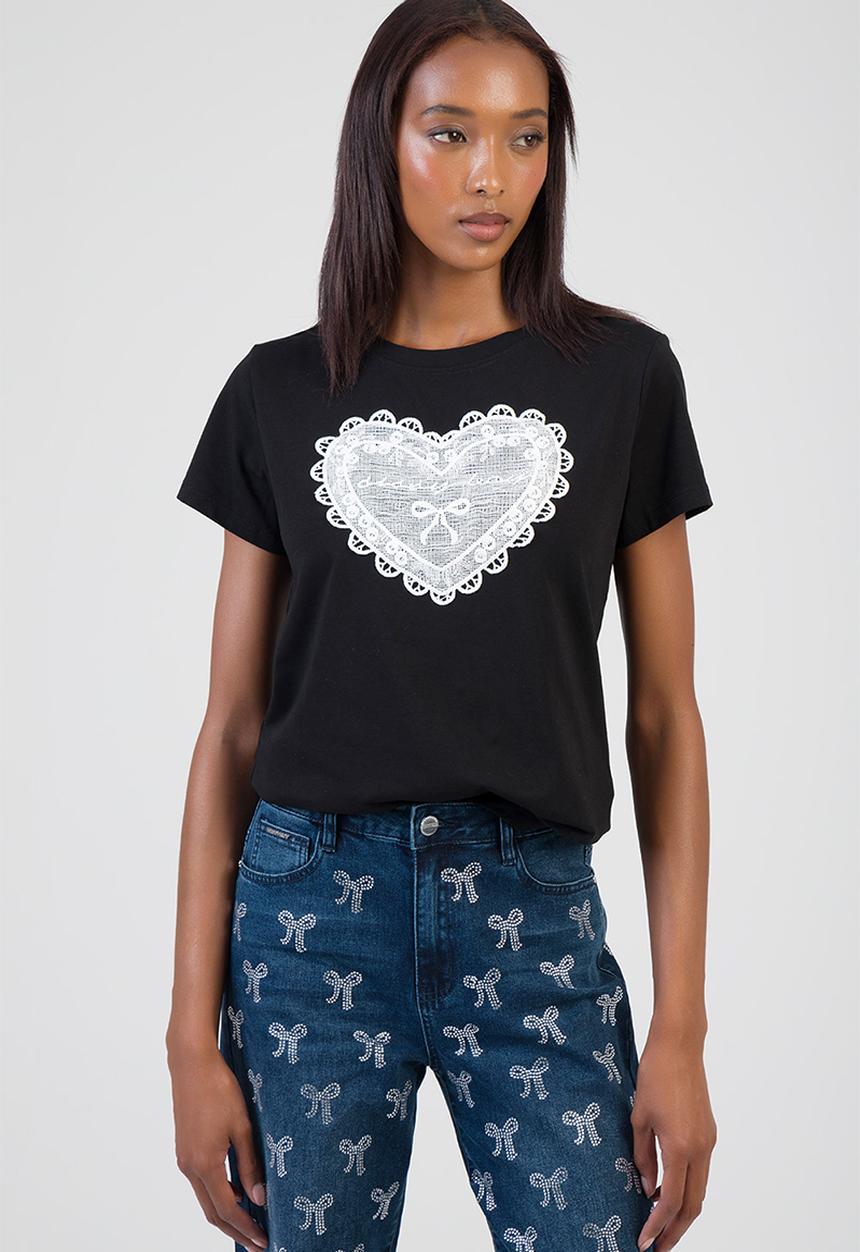 トップス ANDMARY Heart point tops black ANDMARY】Heart point knit set up