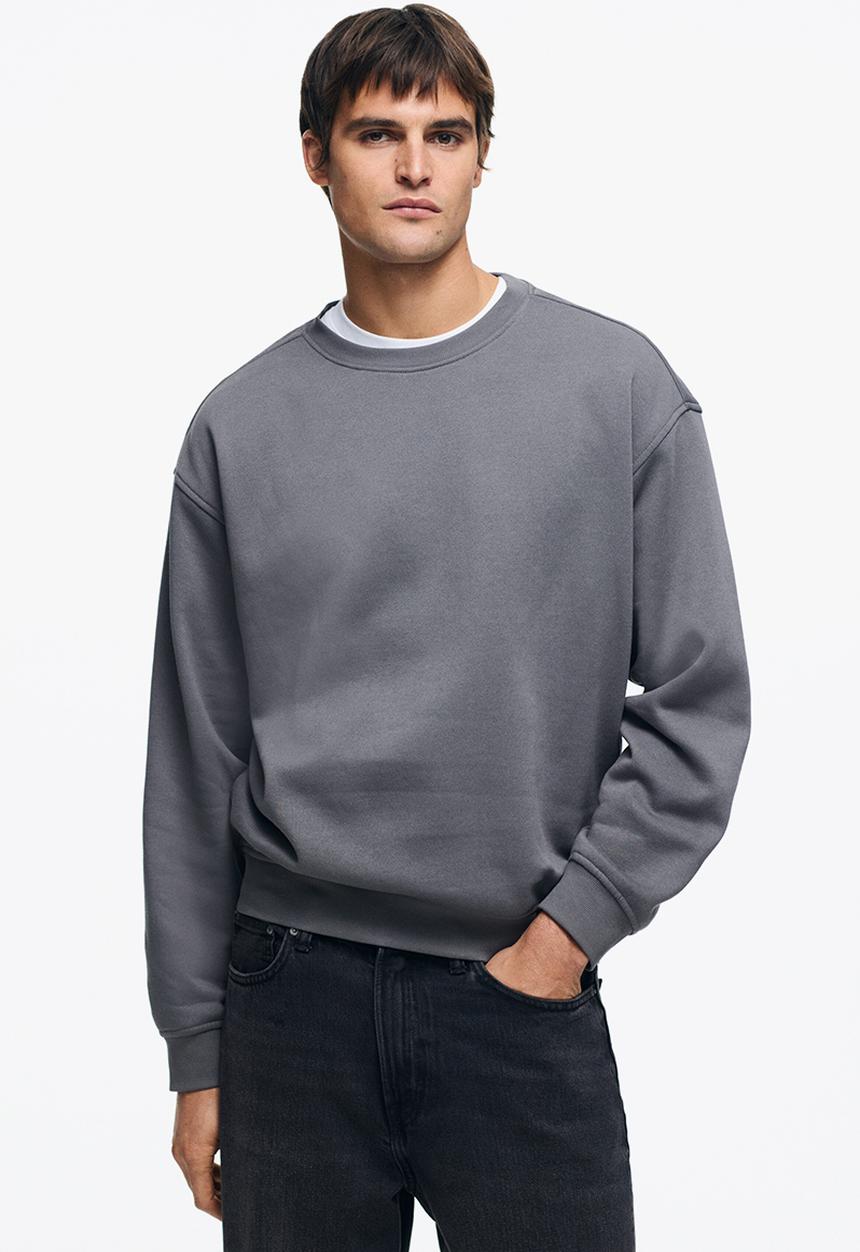 Loose fit sweatshirt - dark grey - 1308076007