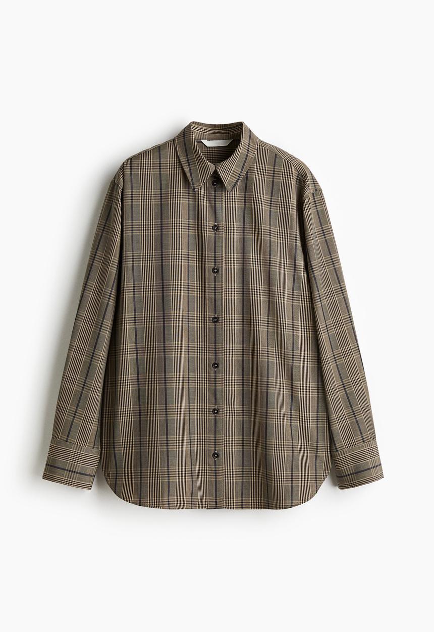 H&M - Oversized shirt - beige/checked 