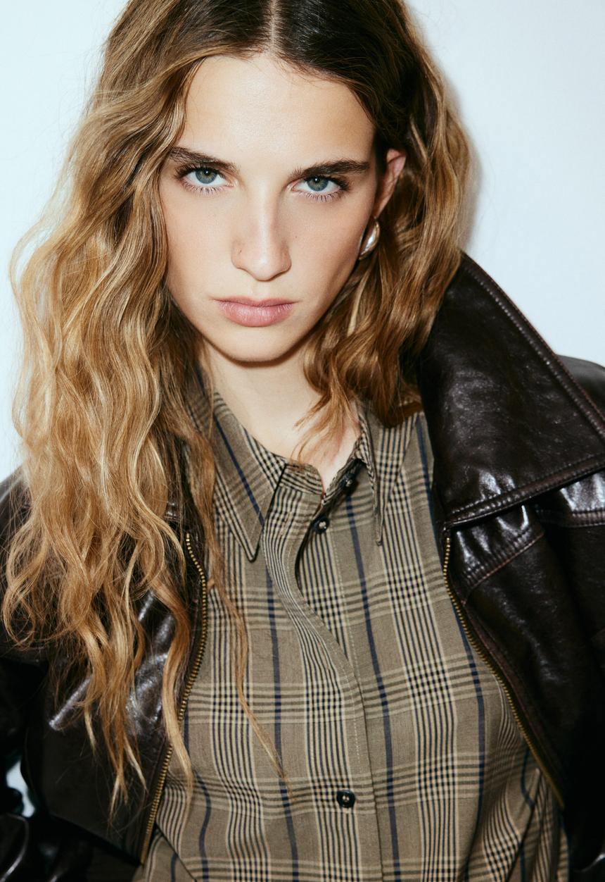 H&M - Oversized shirt - beige/checked 
