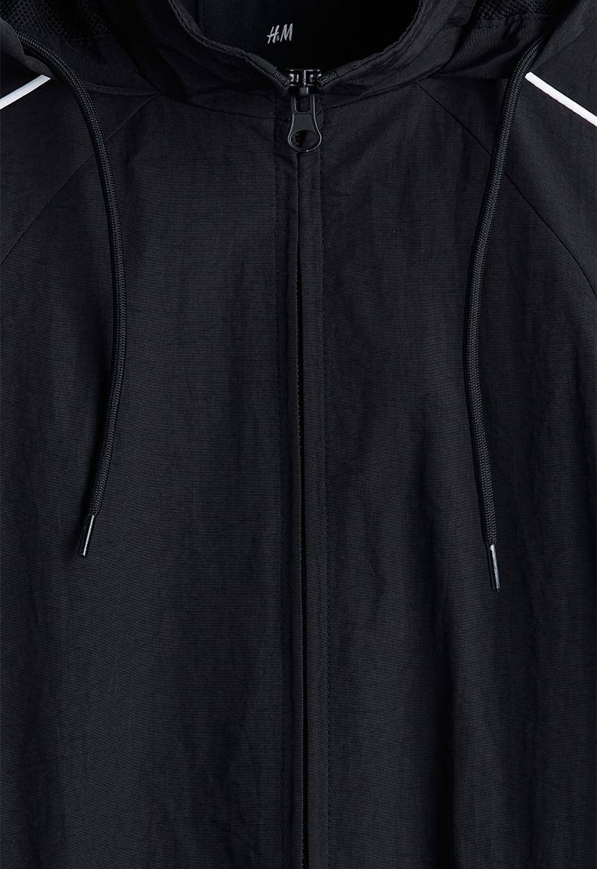 H&M - Hooded track jacket - black/white