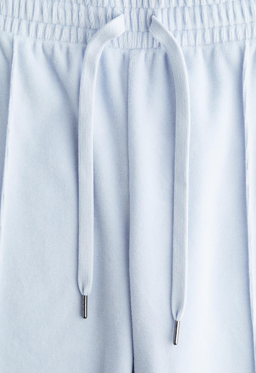H&M - Wide velour joggers - light blue