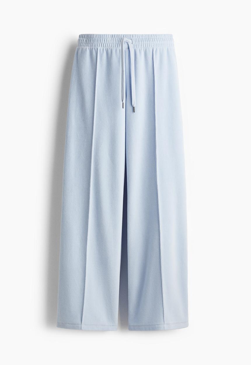 H&M - Wide velour joggers - light blue