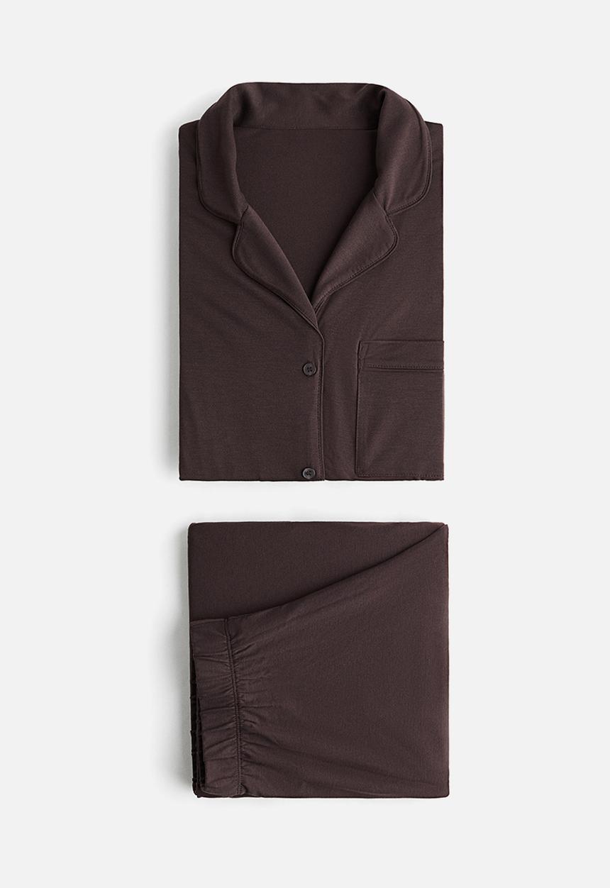 H&M - Viscose-blend pyjamas - dark brown 