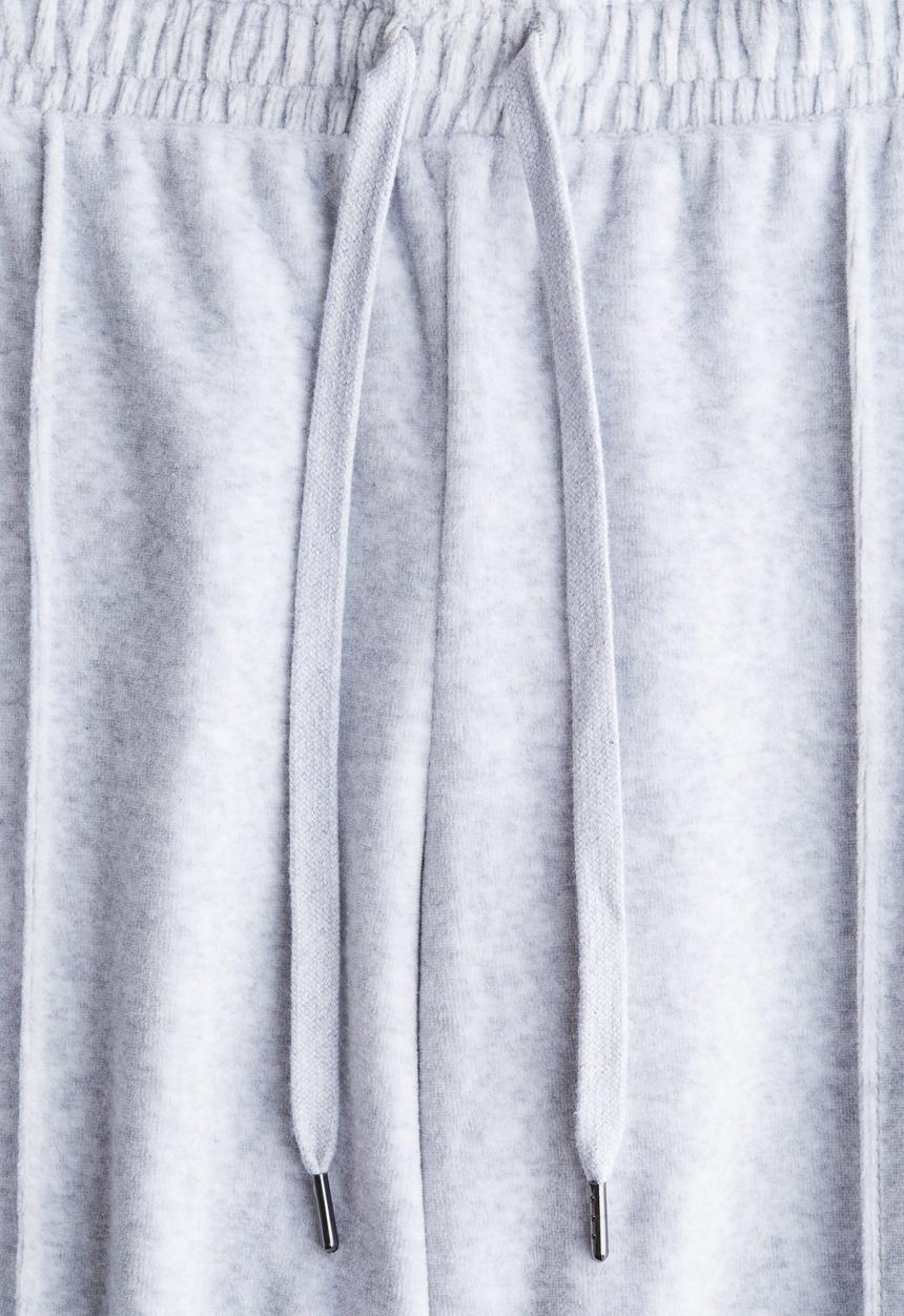 H&M - Wide velour joggers - grey marl 