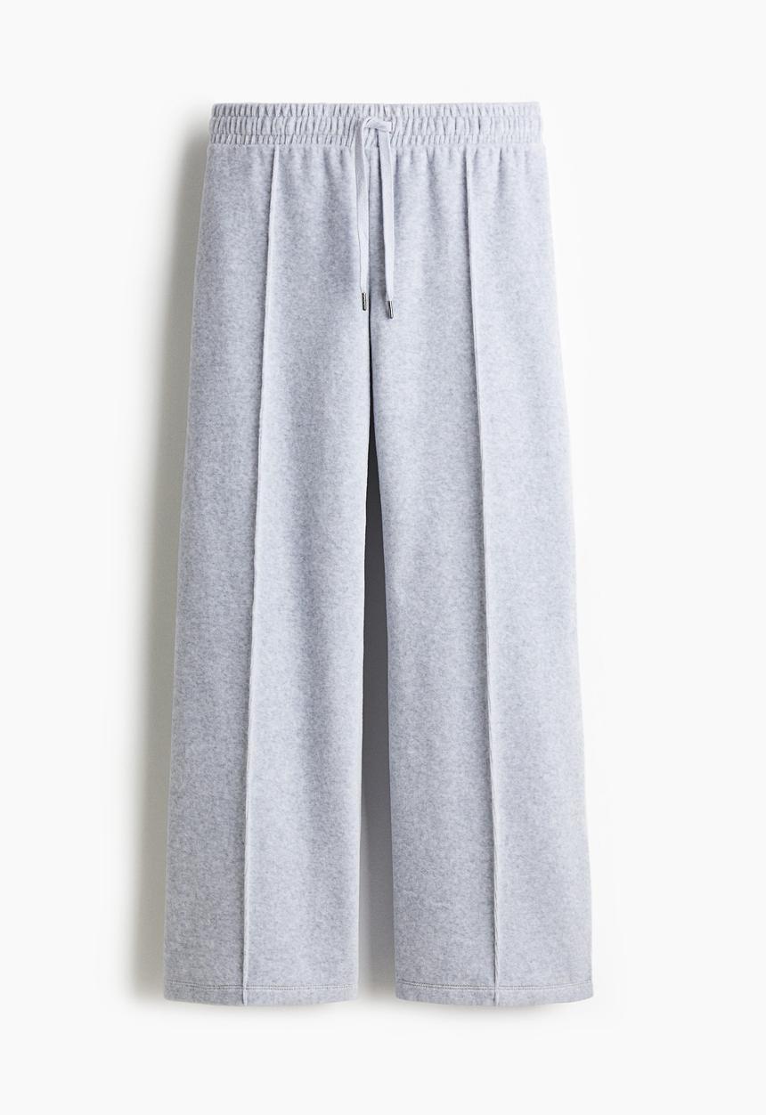 H&M - Wide velour joggers - grey marl 