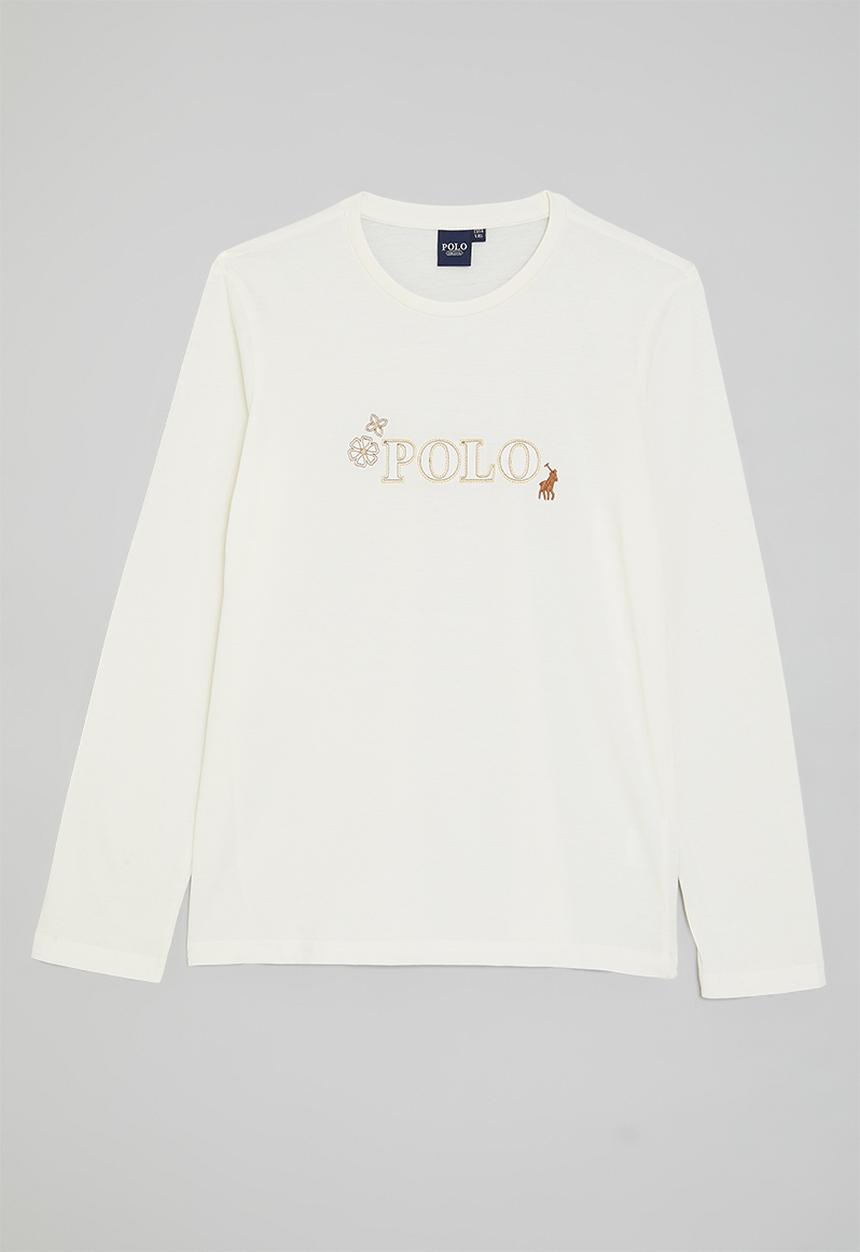 POLO - Kourtney embroidered long sleeve tee - sand