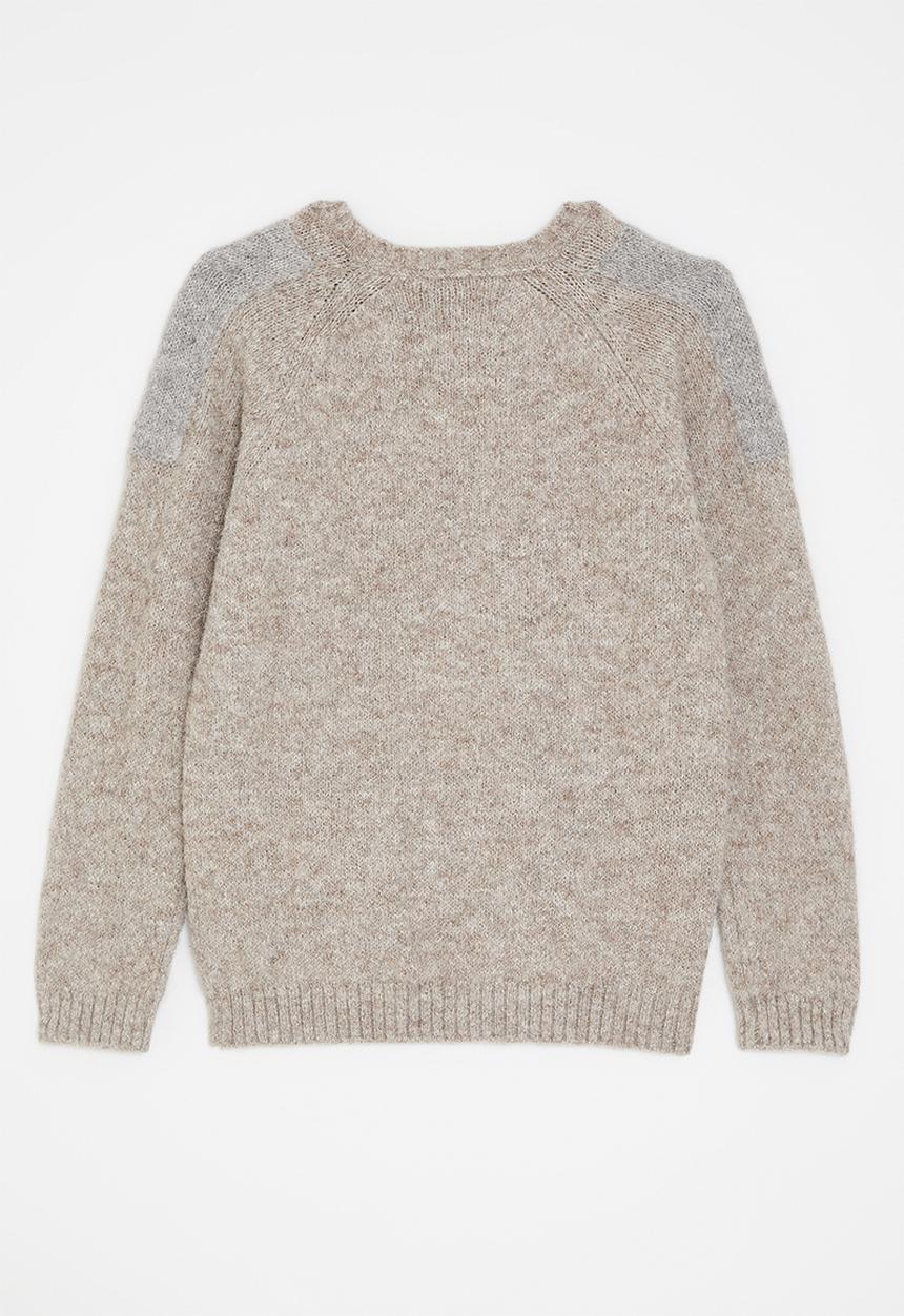 POLO - Boys paul colour blocked knit - oatmeal melange 