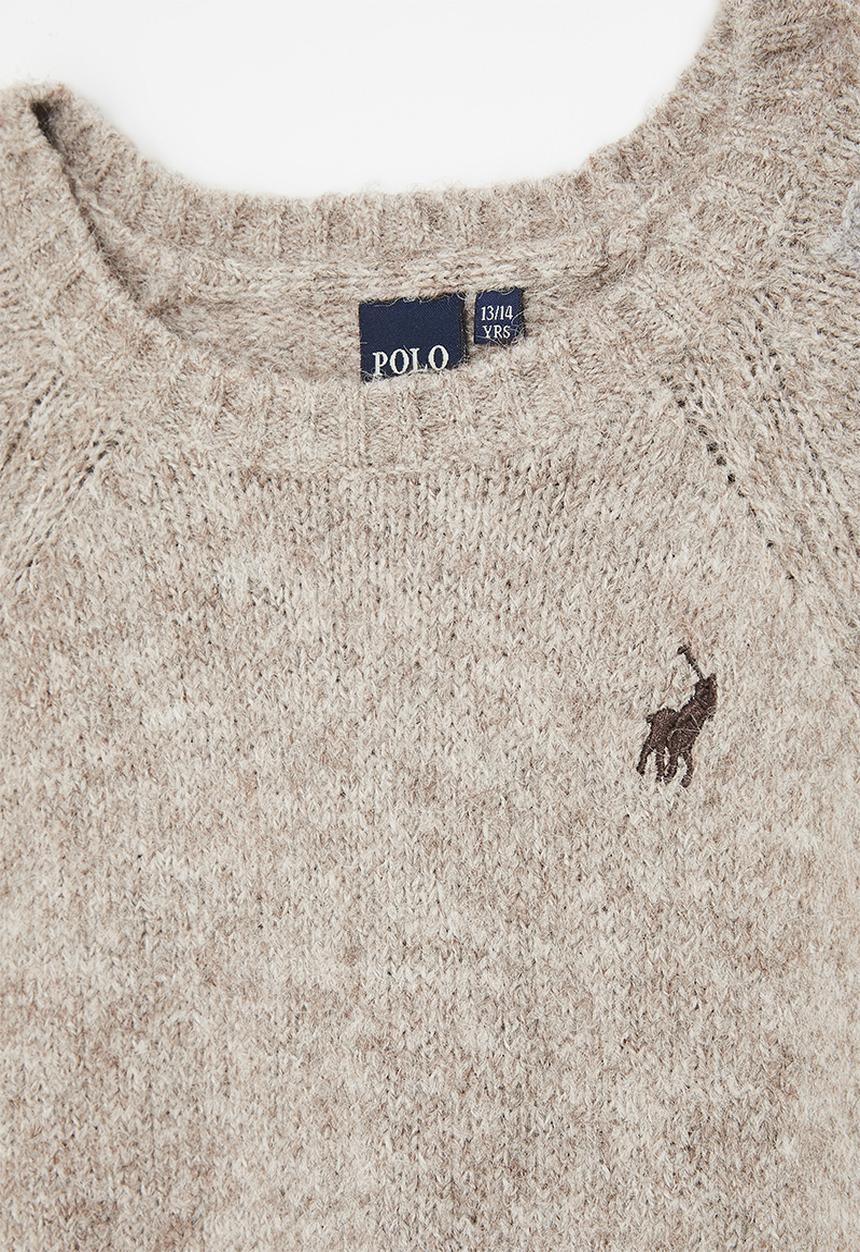 POLO - Boys paul colour blocked knit - oatmeal melange 