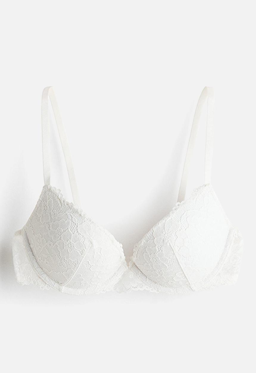 H&M - Lace super push-up bra - white