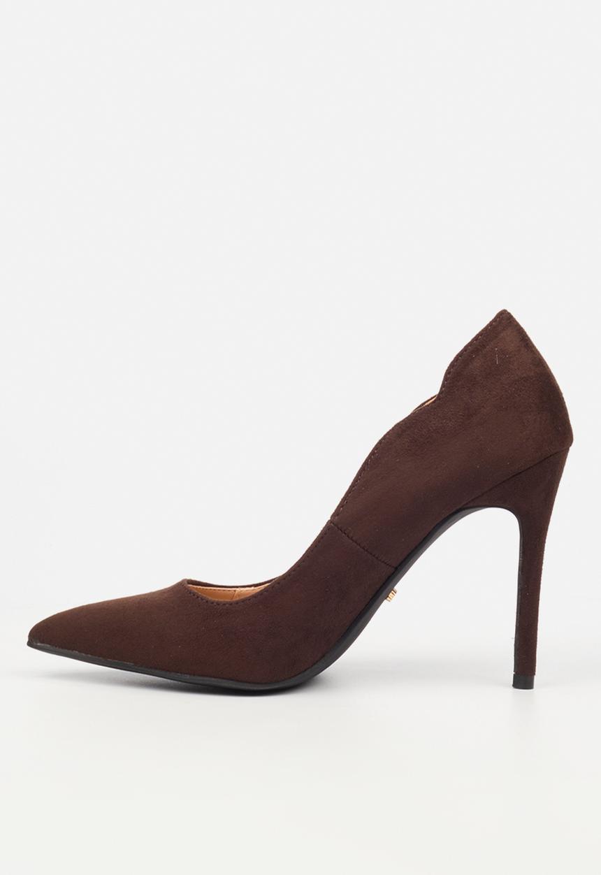 Miss Black - Lola 66 classic scallop heel - chocolate