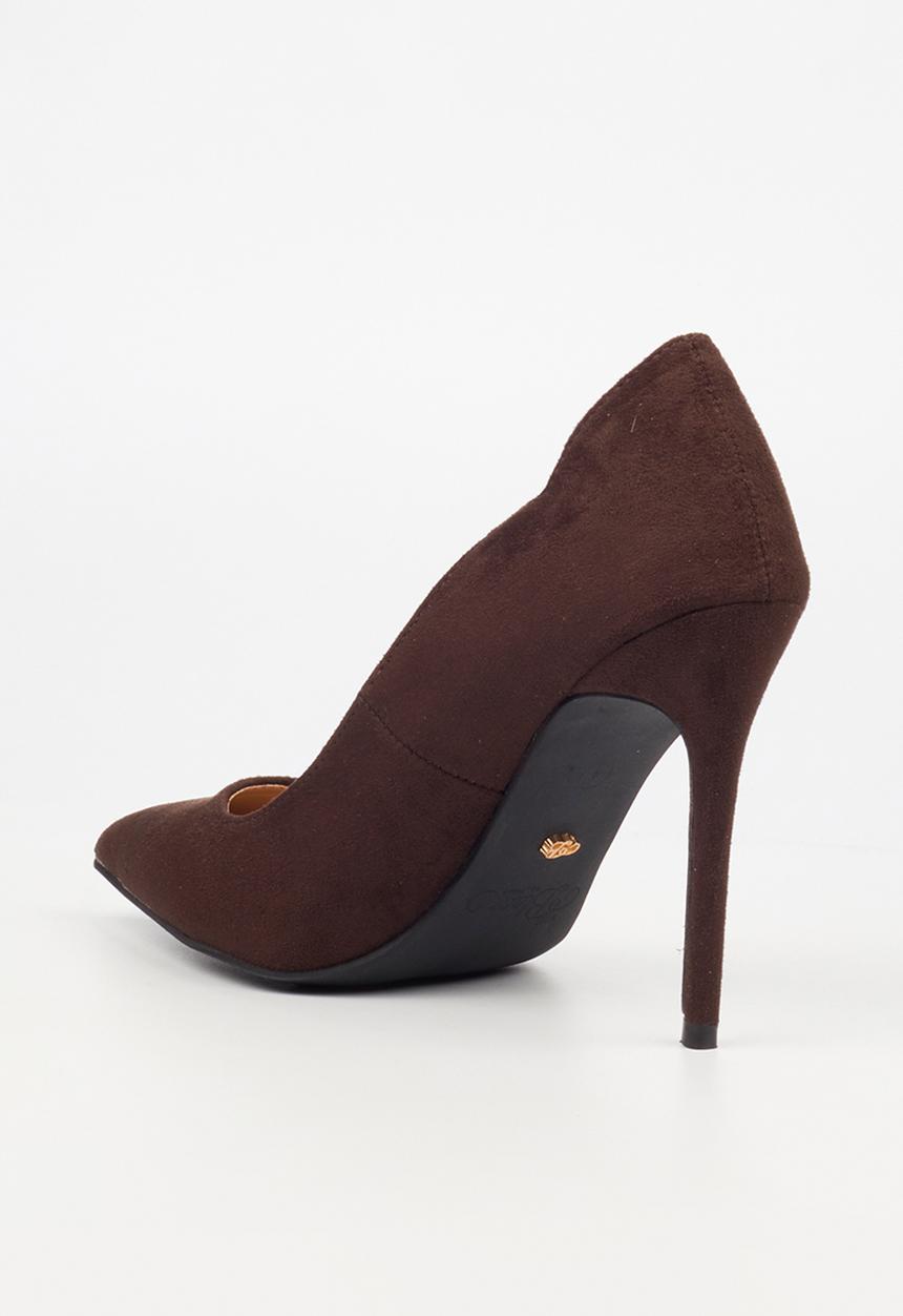 Miss Black - Lola 66 classic scallop heel - chocolate
