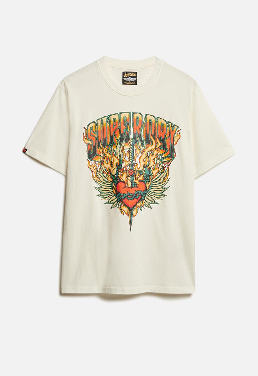 Superdry. - Biker Rock Graphic Loose Tee - U4Y - White 