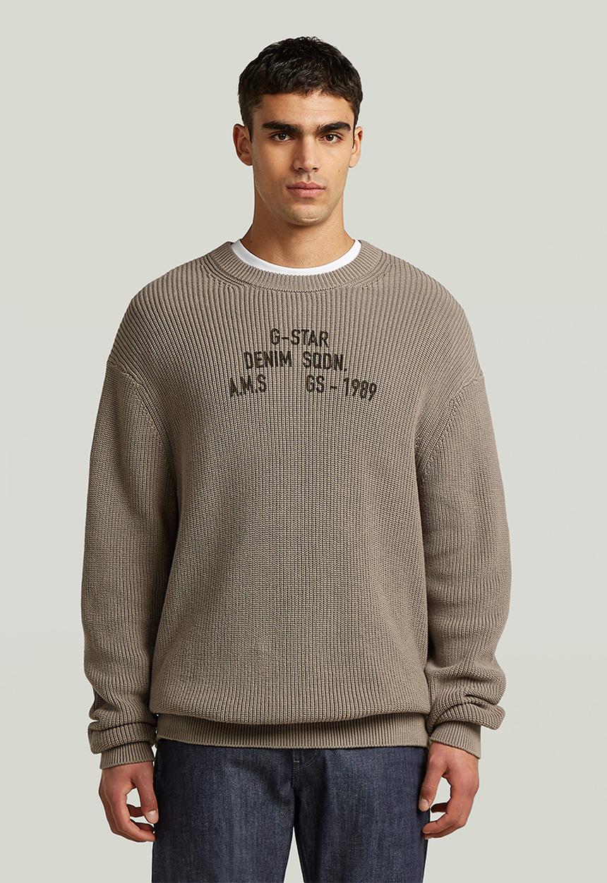 G-STAR - Stencil Gr Loose R Knit - Elephant Skin