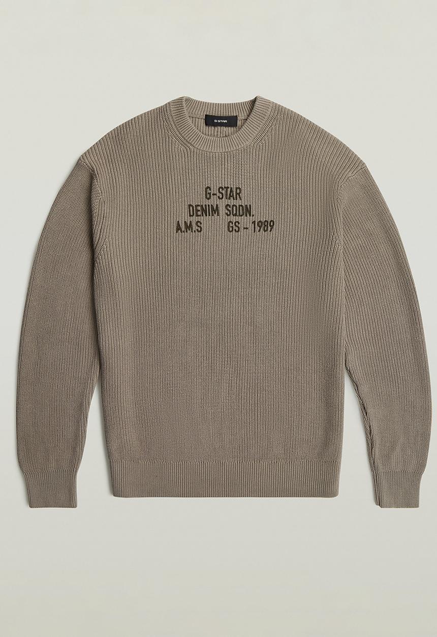 G-STAR - Stencil Gr Loose R Knit - Elephant Skin