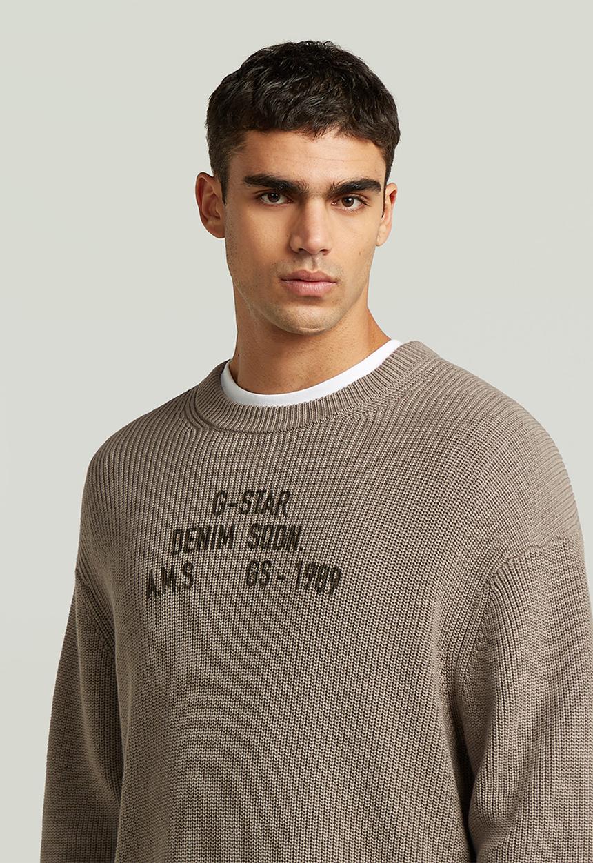 G-STAR - Stencil Gr Loose R Knit - Elephant Skin