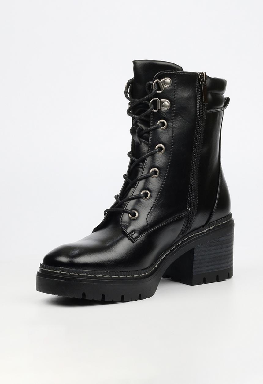 Miss Black - Mercy 2 lace up chunky ankle boot - black