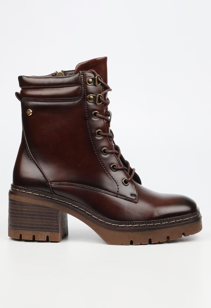 Miss Black - Mercy 2 lace up chunky ankle boot - chocolate