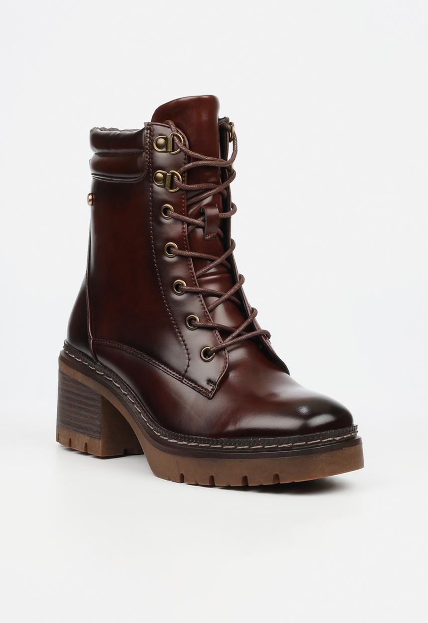 Miss Black - Mercy 2 lace up chunky ankle boot - chocolate