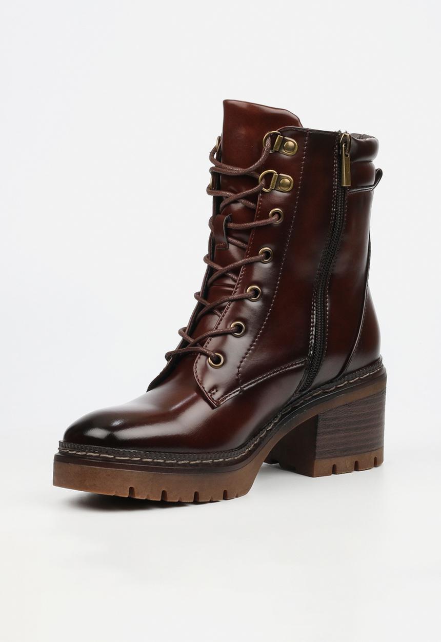 Miss Black - Mercy 2 lace up chunky ankle boot - chocolate