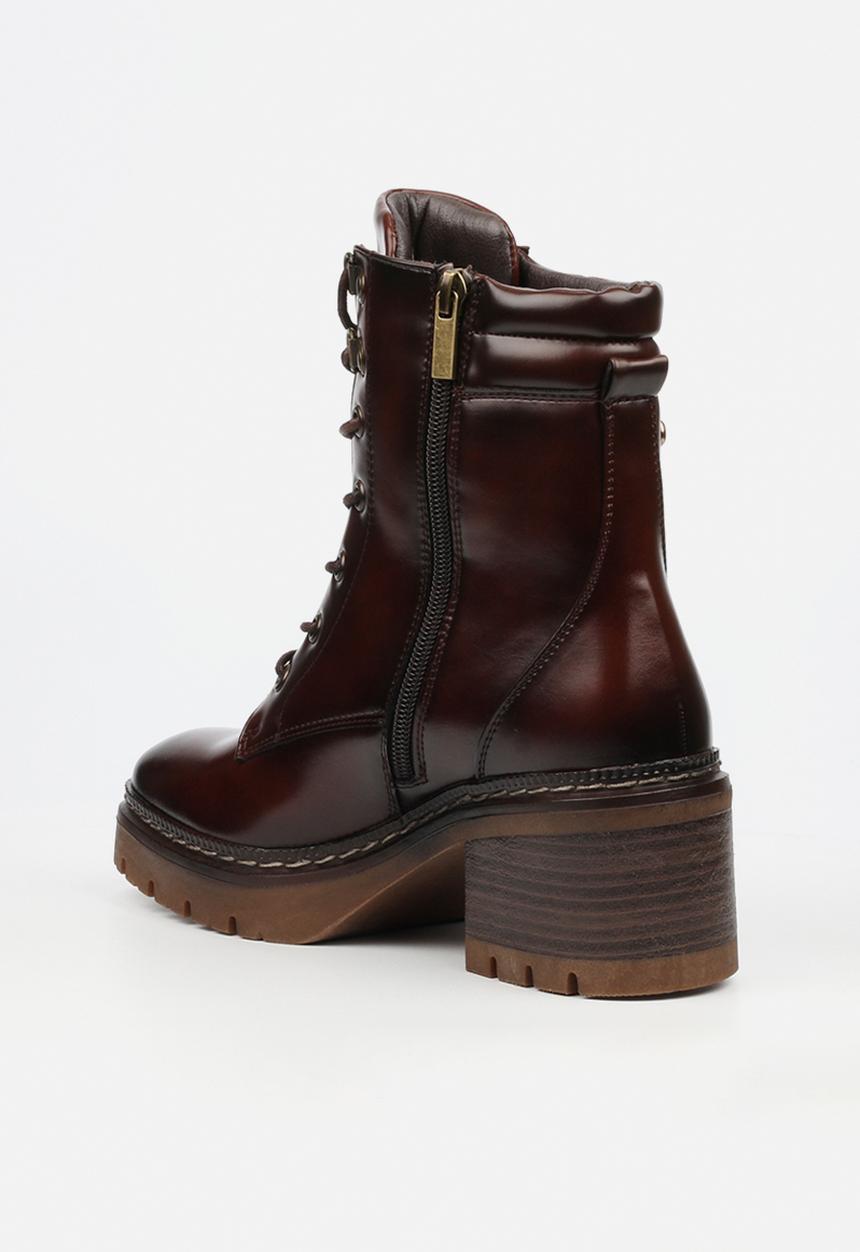 Miss Black - Mercy 2 lace up chunky ankle boot - chocolate