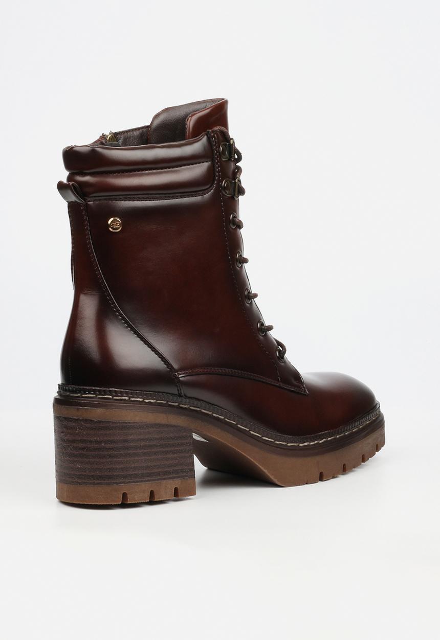 Miss Black - Mercy 2 lace up chunky ankle boot - chocolate