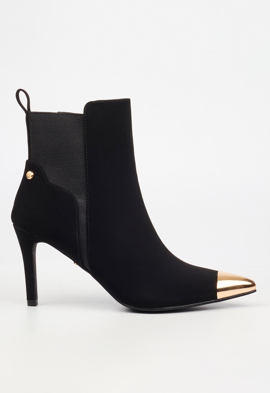 Miss Black - Moss 2 gold toe gusset heel ankle boot - black