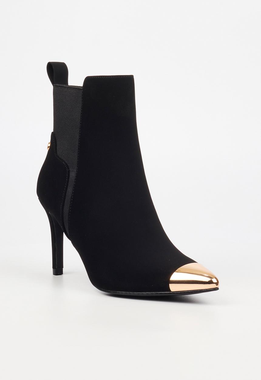 Miss Black - Moss 2 gold toe gusset heel ankle boot - black