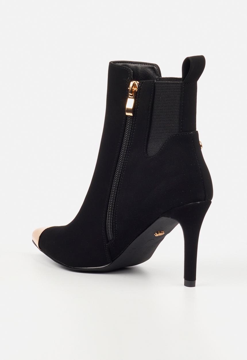 Miss Black - Moss 2 gold toe gusset heel ankle boot - black
