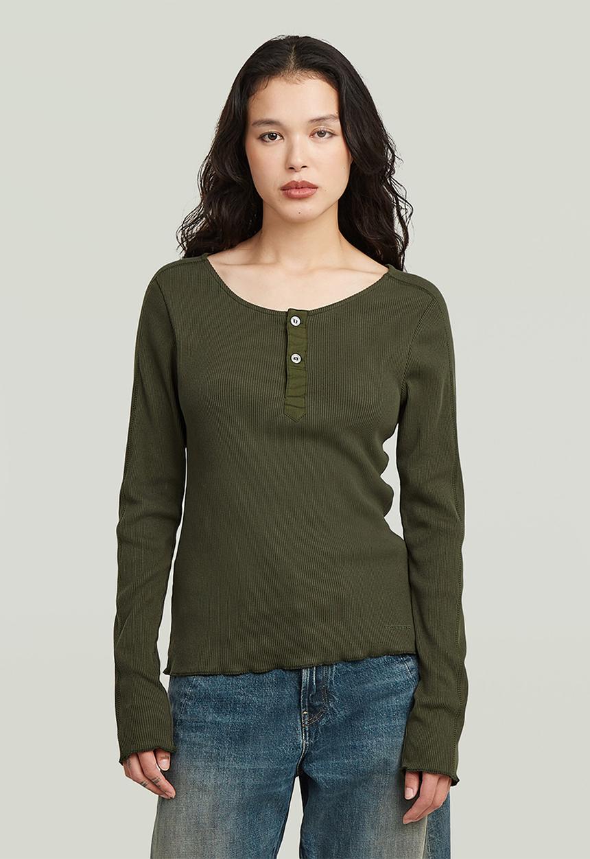 G-STAR - Slim henley r t l\s wmn - Asfalt