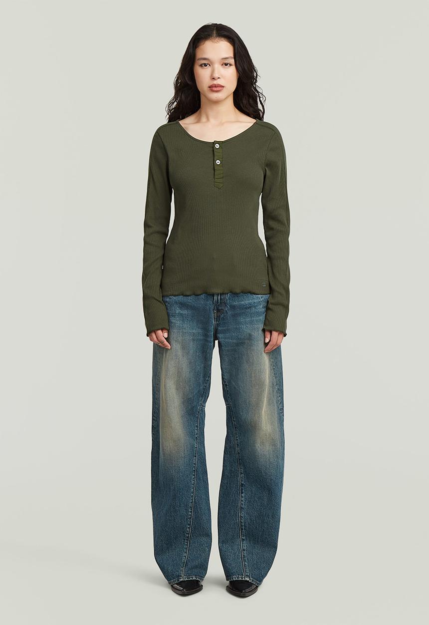 G-STAR - Slim henley r t l\s wmn - Asfalt
