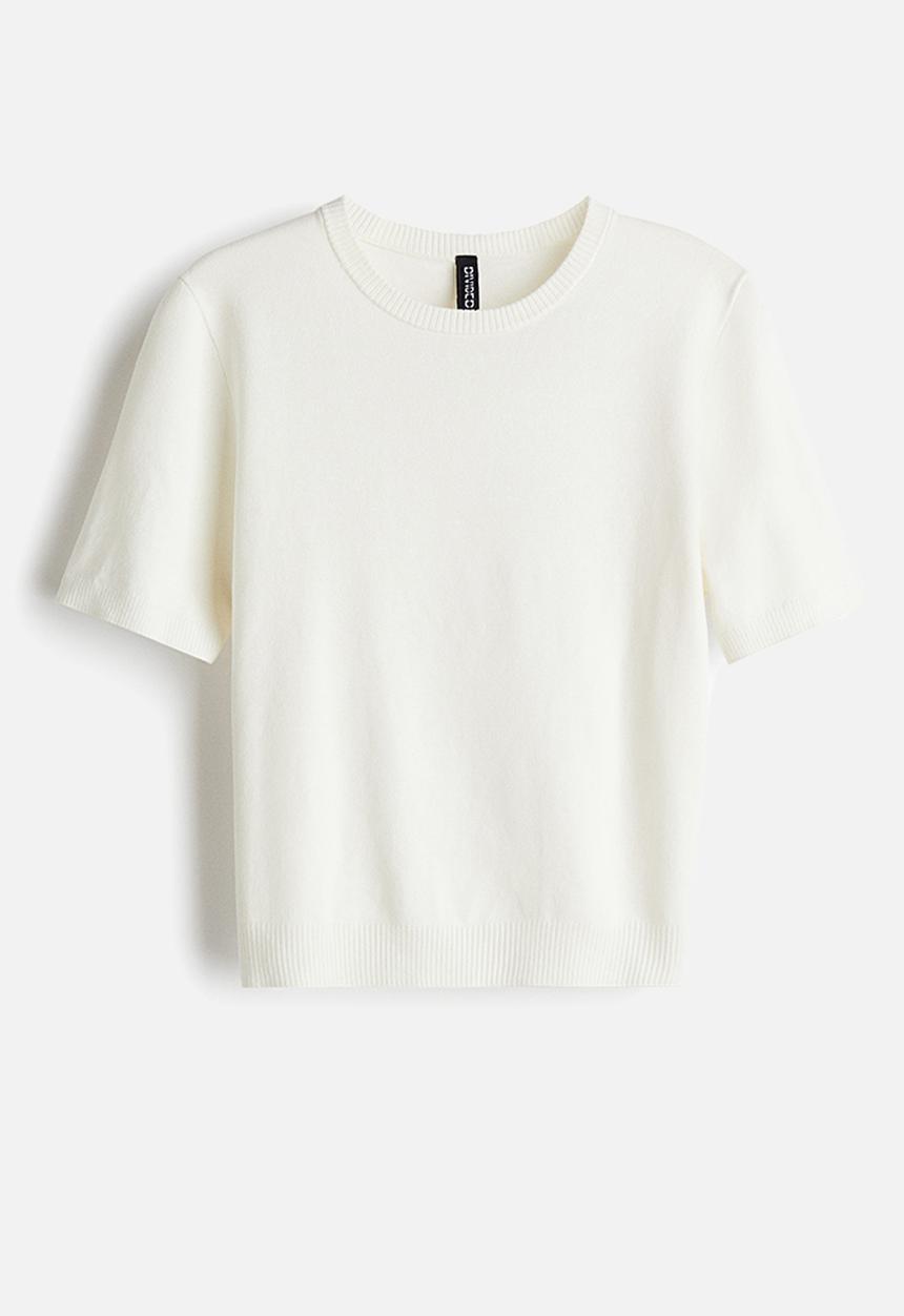 H&M - Fine-knit t-shirt - white