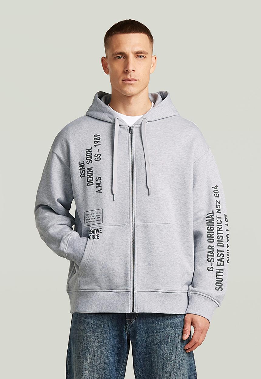 G-STAR - Stencil Gr Relaxed Hdd Zip Sw - Light Grey Htr
